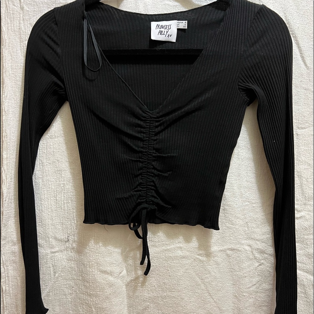 Princess Polly, long sleeve ruched top, barely worn, size 6